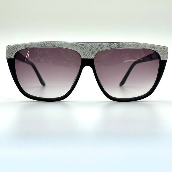 Vintage Enrico Biaggi Sunglasses Y2K Shield Lizard White Snake Print Purple Lens main image 10